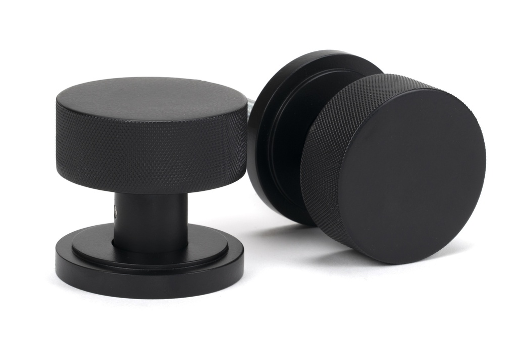 Matt Black Brompton Mortice/Rim Knob Set (Art Deco) - 46799