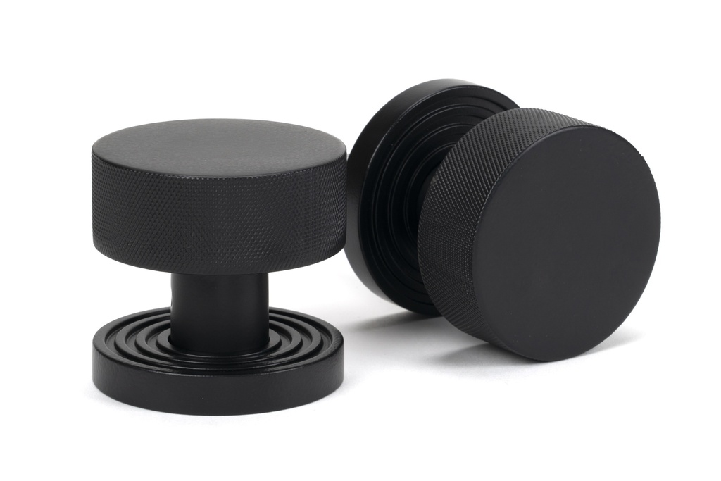 Matt Black Brompton Mortice/Rim Knob Set (Beehive) - 46800