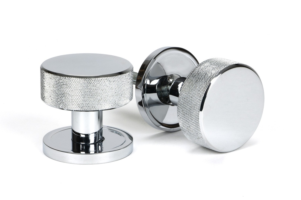 Polished Chrome Brompton Mortice/Rim Knob Set (Plain) - 46778