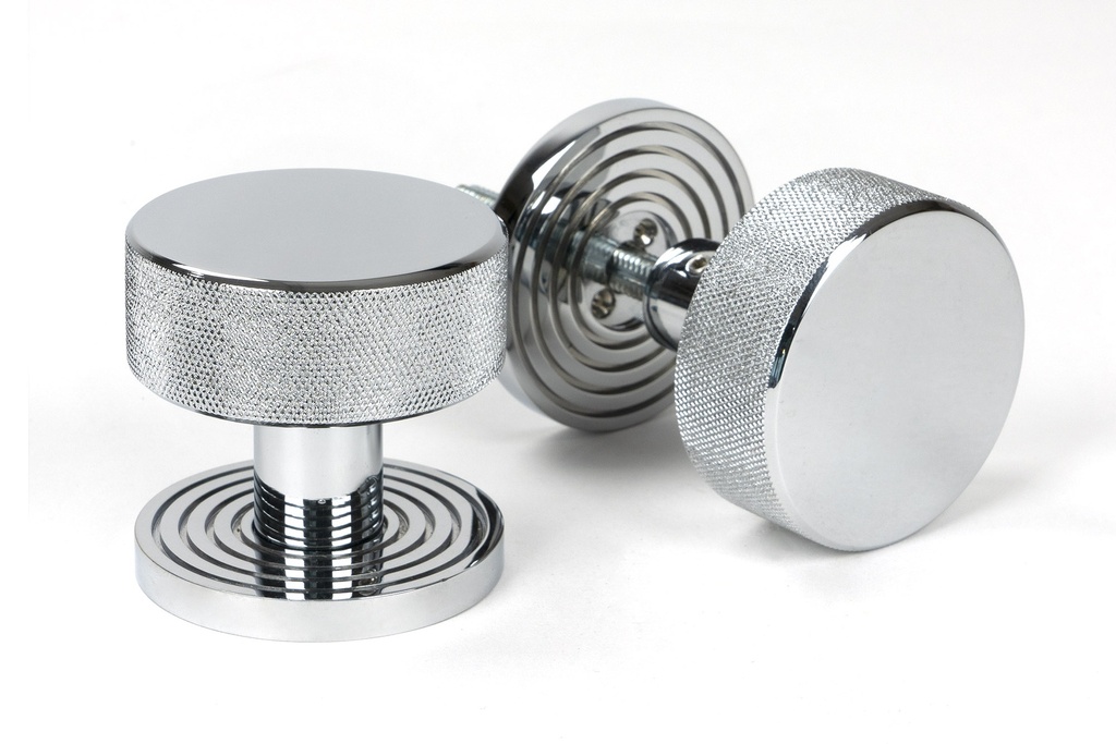 Polished Chrome Brompton Mortice/Rim Knob Set (Beehive) - 46780