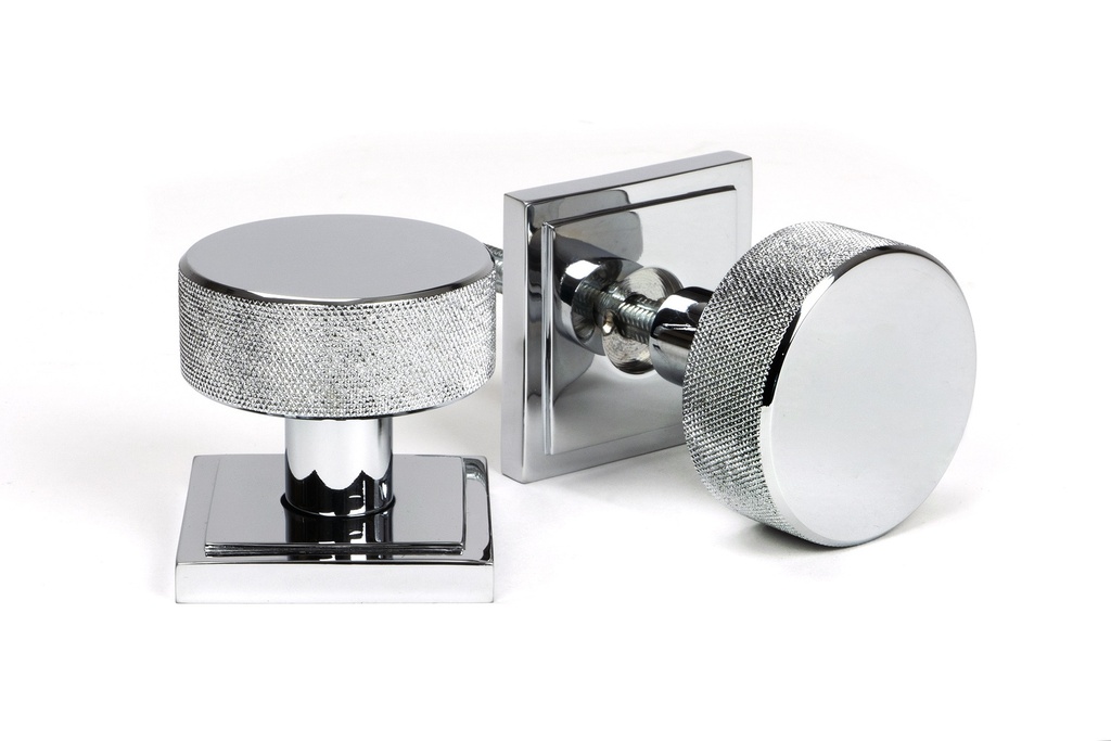 Polished Chrome Brompton Mortice/Rim Knob Set (Square) - 46781