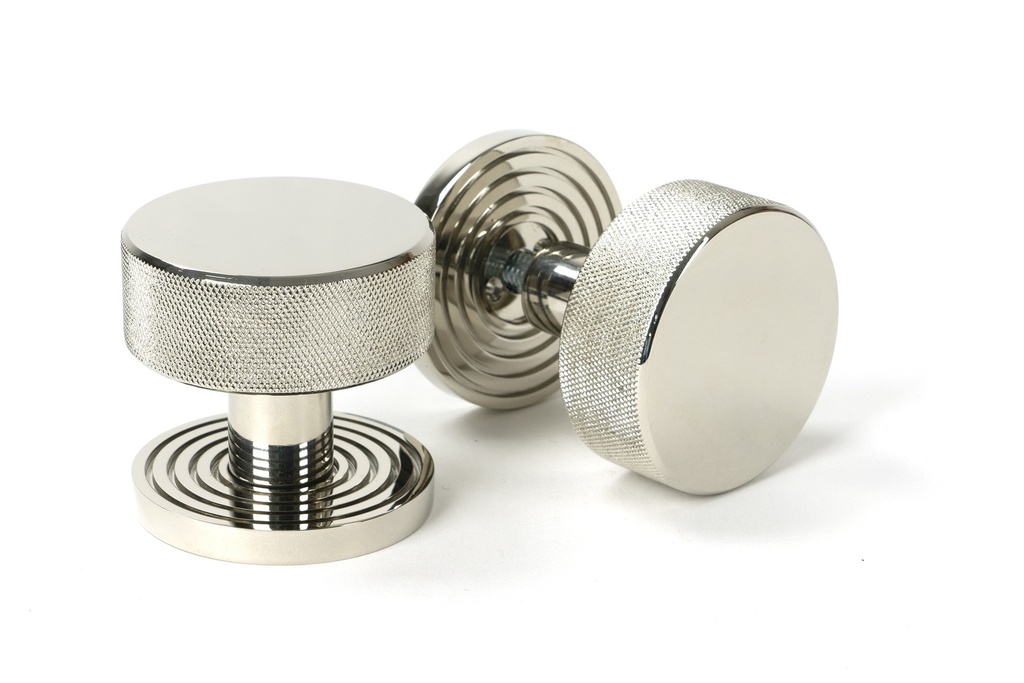 Polished Nickel Brompton Mortice/Rim Knob Set (Beehive) - 46784