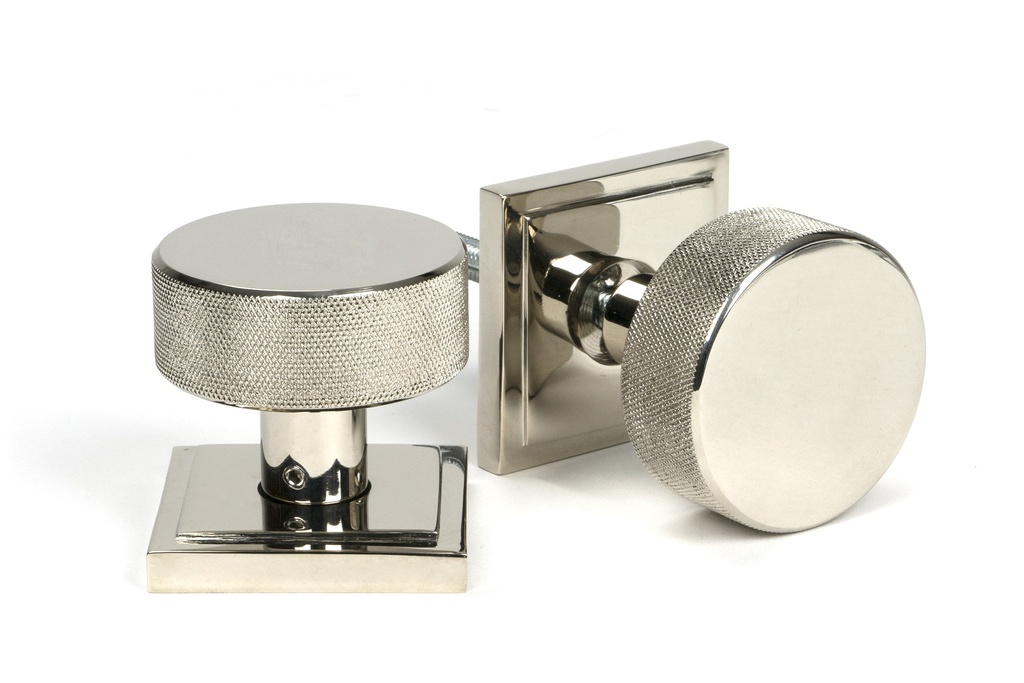 Polished Nickel Brompton Mortice/Rim Knob Set (Square) - 46785