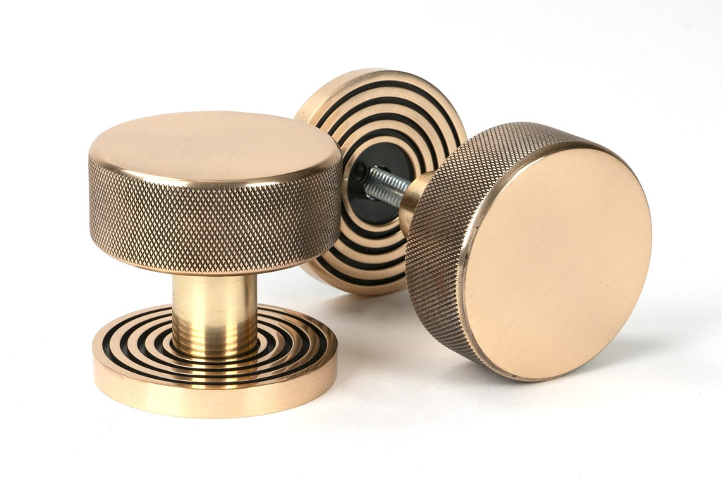 Polished Bronze Brompton Mortice/Rim Knob Set (Beehive) - 46792