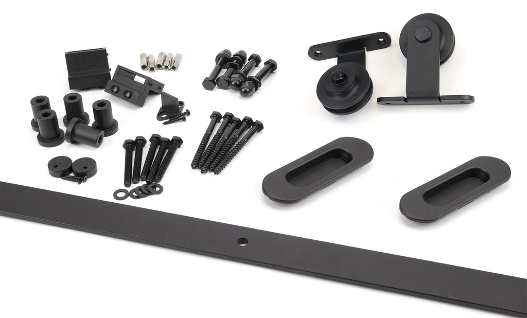 100kg Black (Top Mount) Sliding Door Hardware Kit (2m Track) - 93230