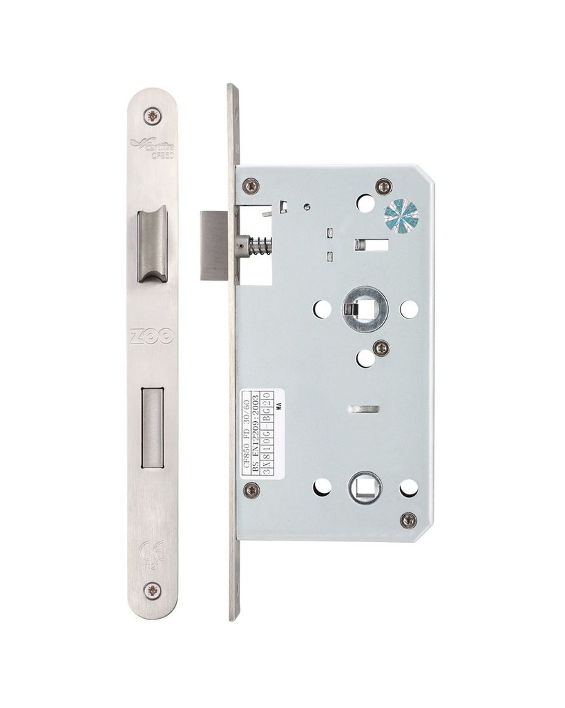 DIN Bathroom Lock Case 60mm - Radiused Faceplate - SS