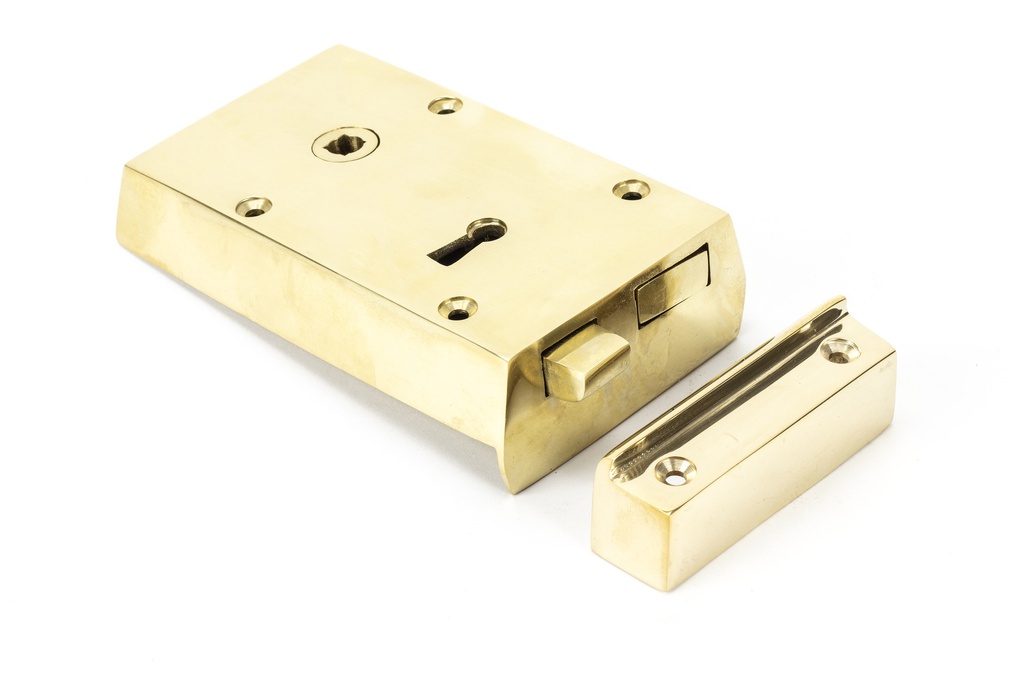 Polished Brass Left Hand Rim Lock - Small - 83577