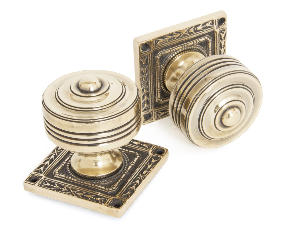 Aged Brass Tewkesbury Square Mortice Knob Set - 83860