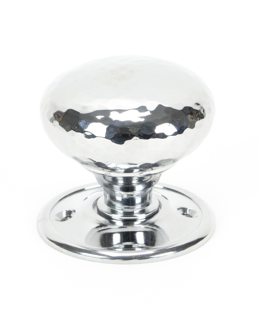 Polished Chrome Hammered Mushroom Mortice/Rim Knob Set - 46033