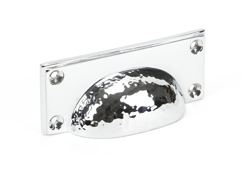 Polished Chrome Hammered Art Deco Drawer Pull - 46038