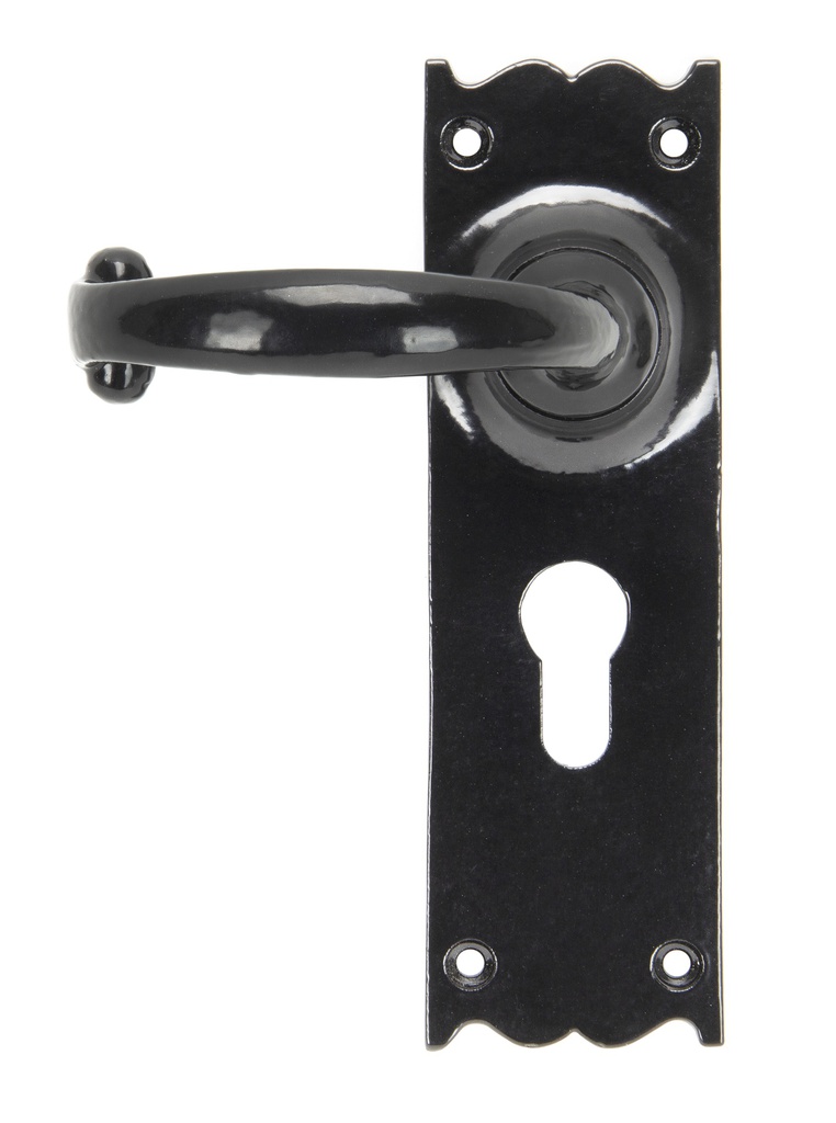 Black Cottage Lever Euro Lock Set - 91966