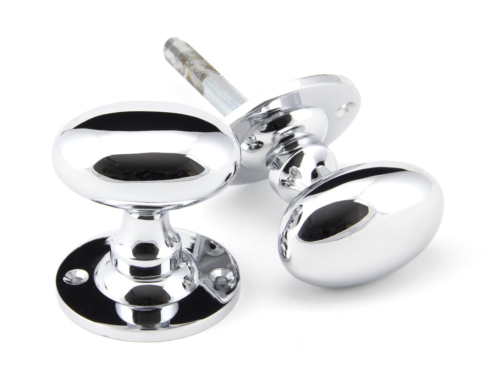 Polished Chrome Oval Mortice/Rim Knob Set - 91975