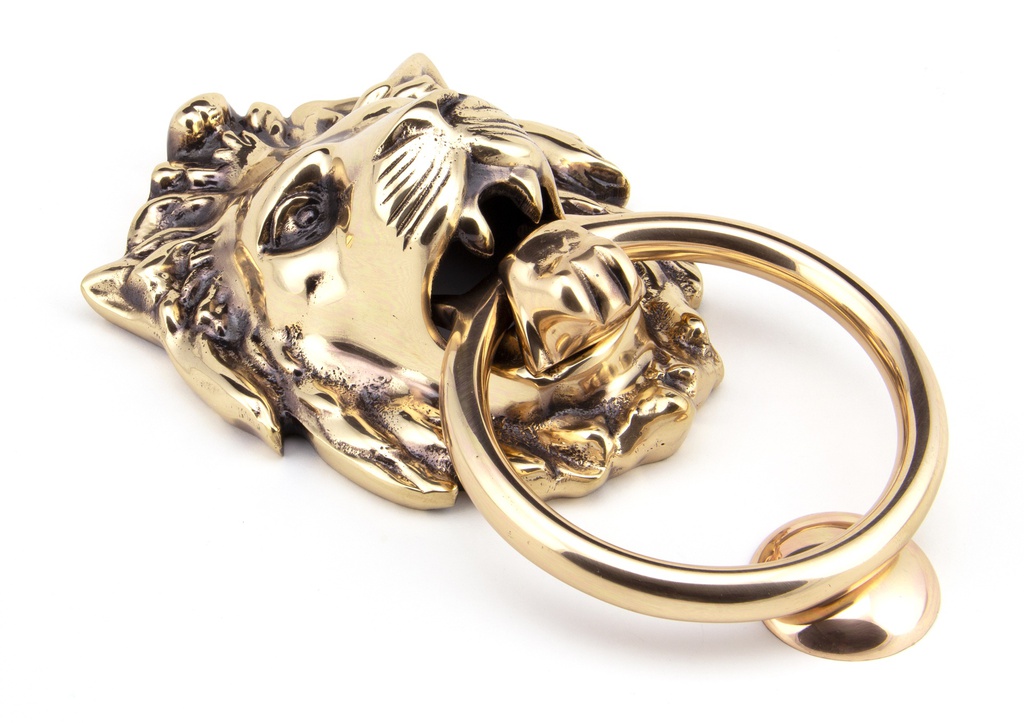 Polished Bronze Lion Head Door Knocker - 91999