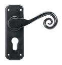 Black Monkeytail Lever Euro Lock Set - 45591