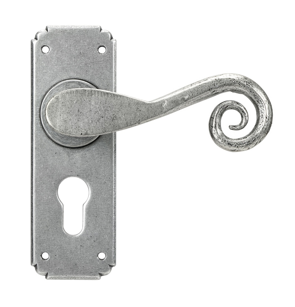 Pewter Monkeytail Lever Euro Lock Set - 45592