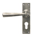 Antique Pewter Straight Lever Euro Lock Set - 45760