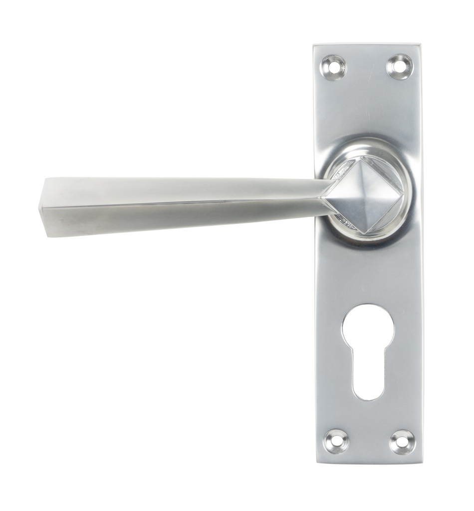 Satin Chrome Straight Lever Euro Lock Set - 45763