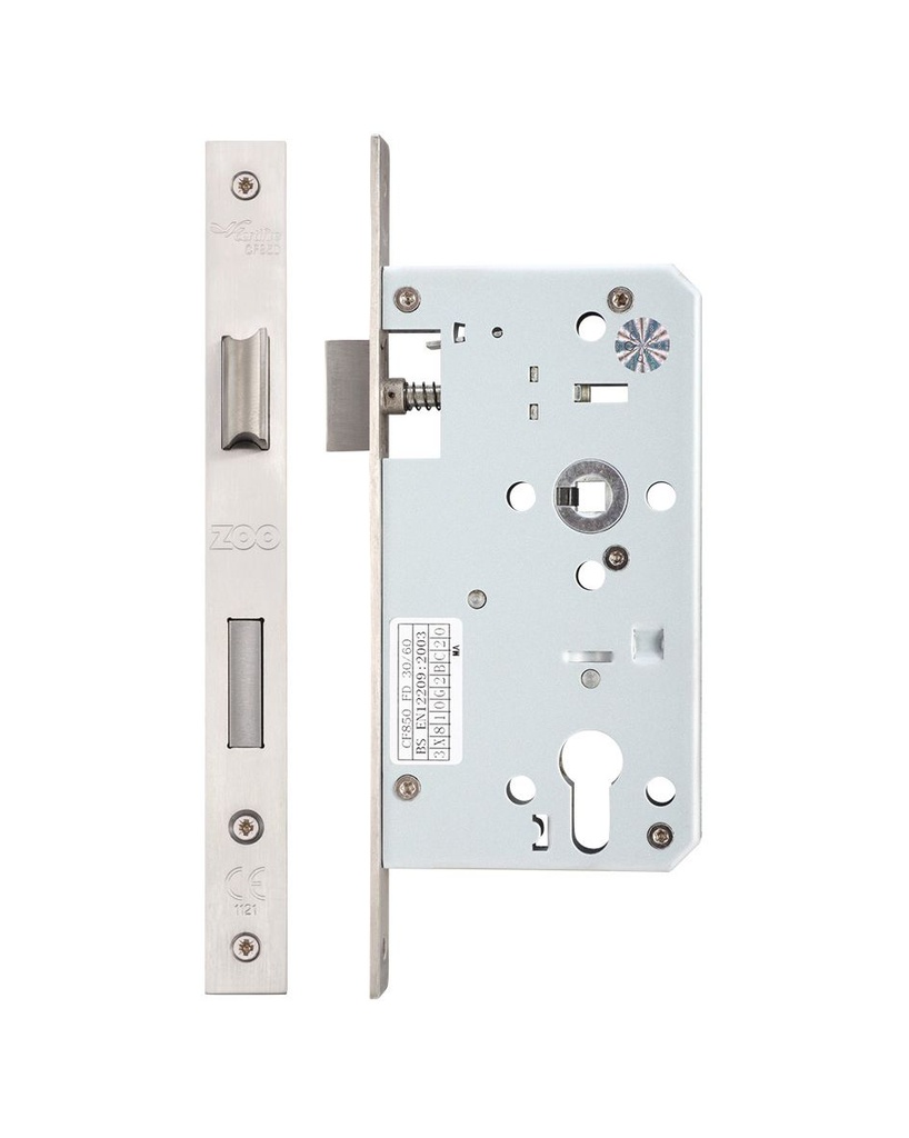 DIN Euro Sash Lock Case 60mm - Square Faceplate - SS