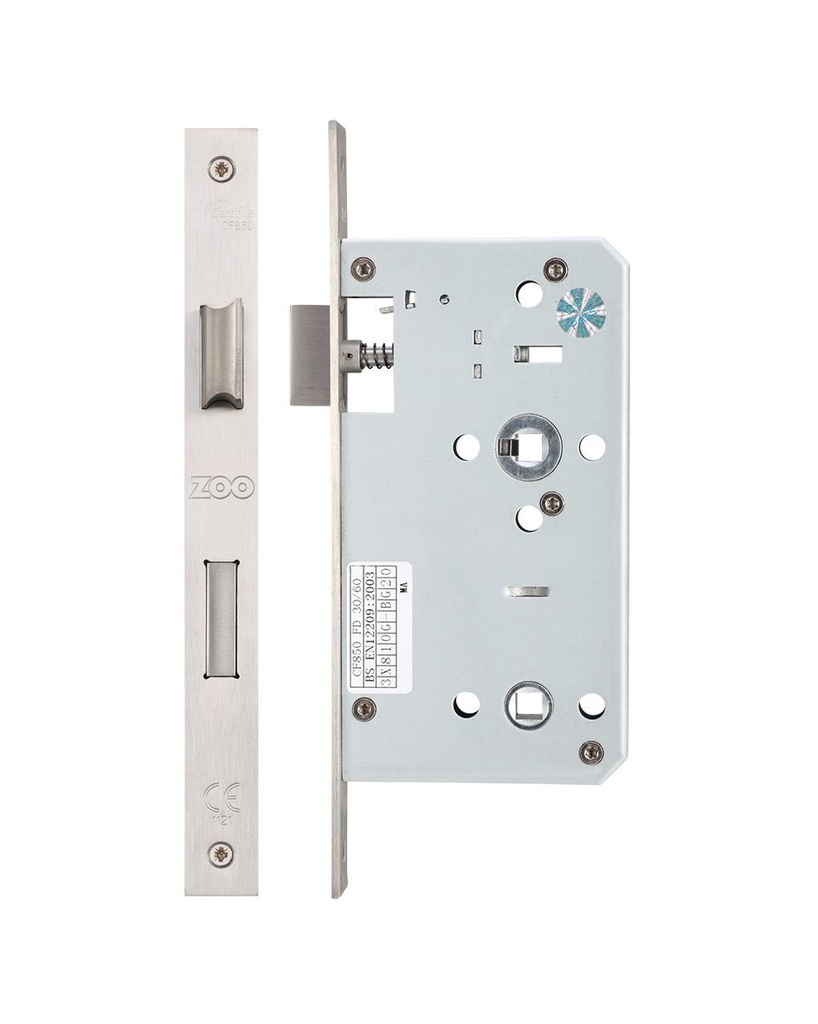 DIN Bathroom Lock Case 60mm - Square Faceplate - SS