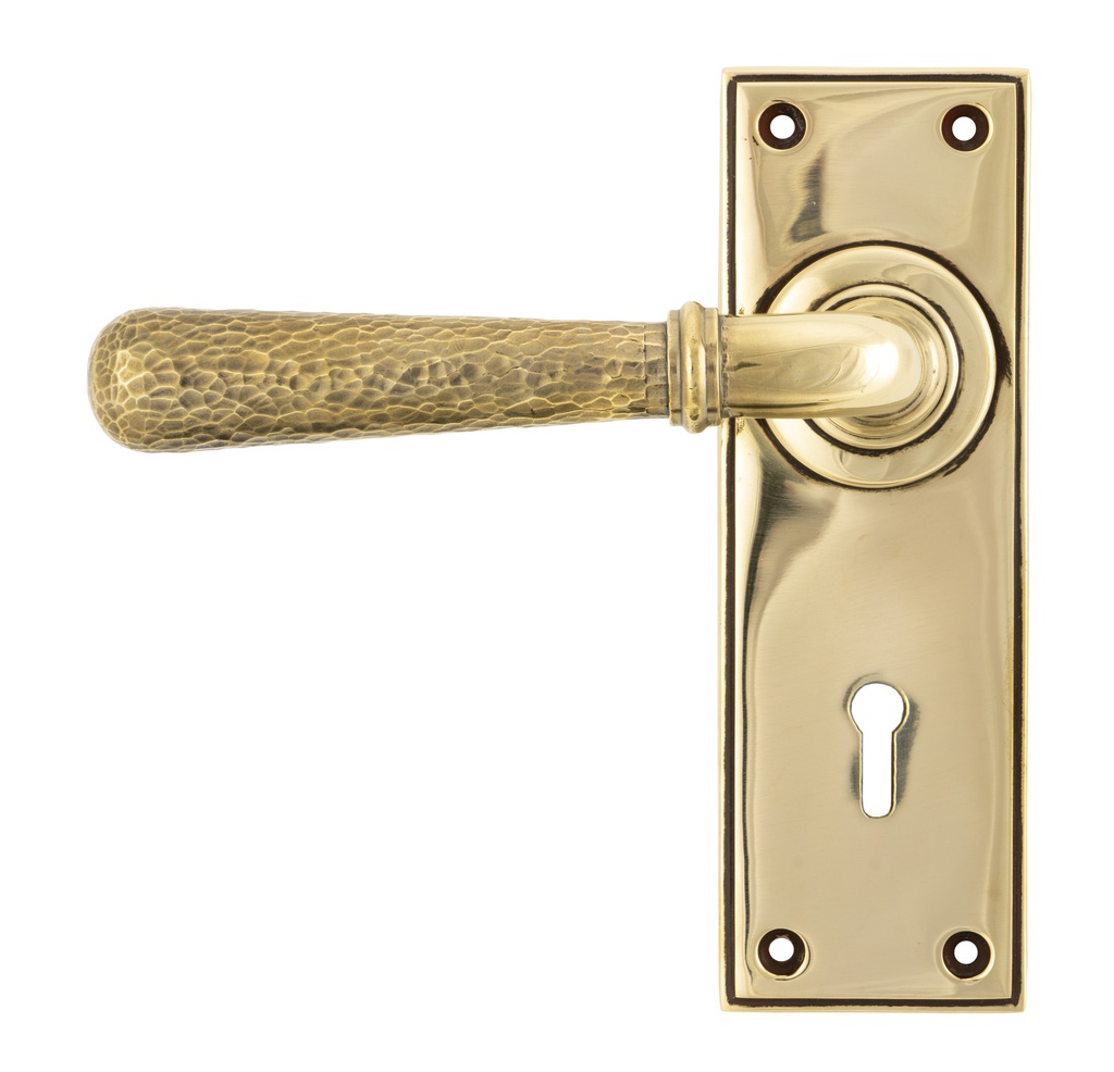 Aged Brass Hammered Newbury Lever Lock Set - 46209