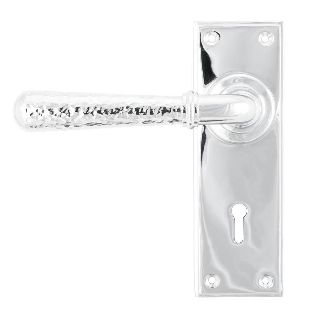 Polished Chrome Hammered Newbury Lever Lock Set - 46213
