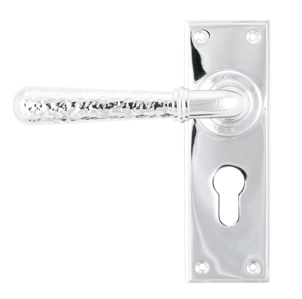 Polished Chrome Hammered Newbury Lever Euro Lock Set - 46216