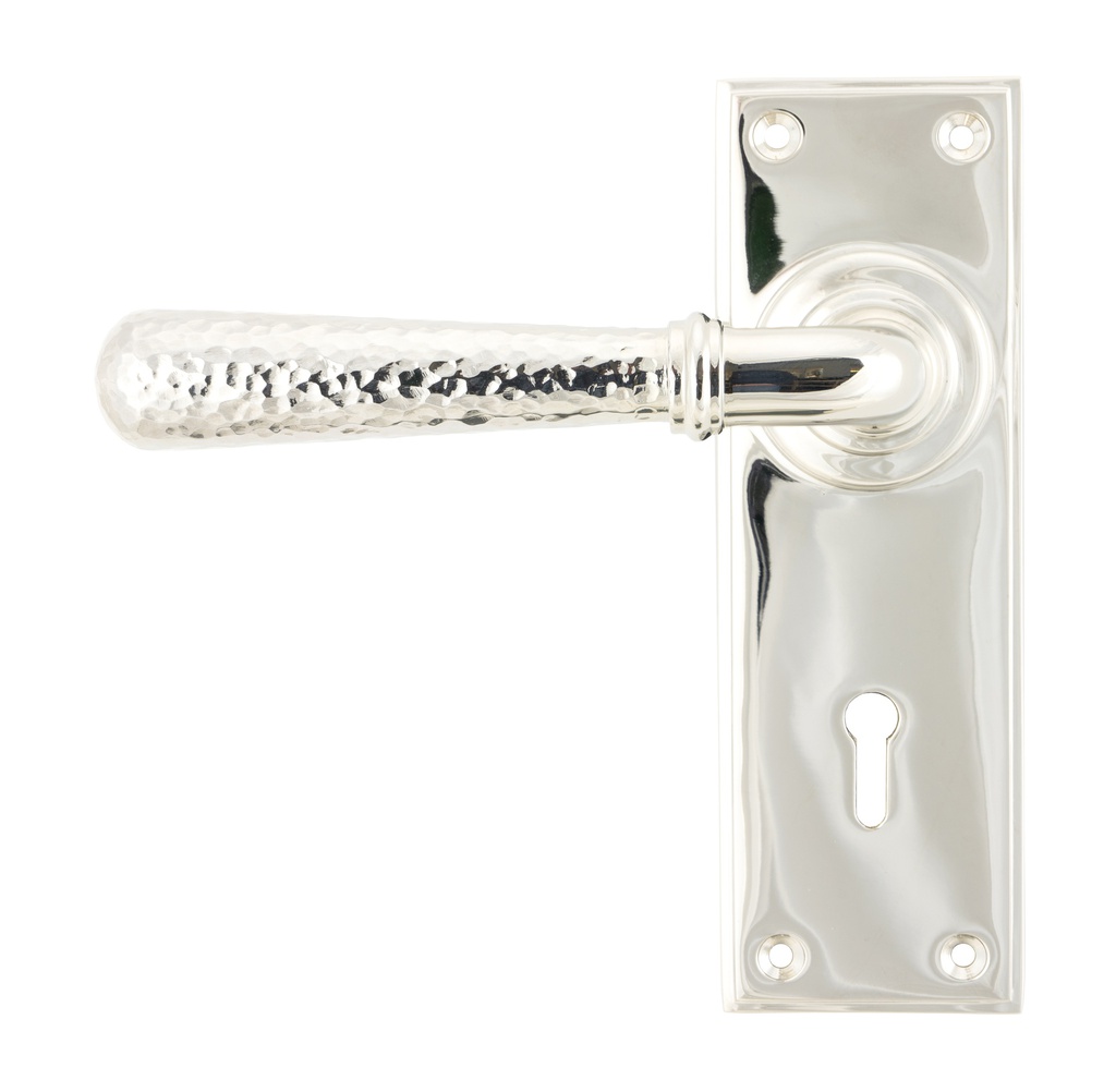 Polished Nickel Hammered Newbury Lever Lock Set - 46217