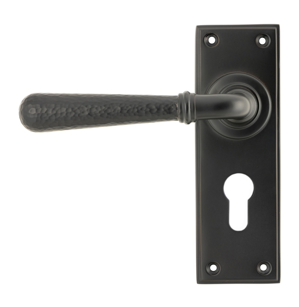 Aged Bronze Hammered Newbury Lever Euro Lock Set - 46224