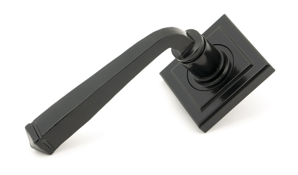 Black Avon Round Lever on Rose Set (Square) - Unsprung - 49960