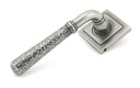 Pewter Hammered Newbury Lever on Rose Set (Square) - Unsprung - 49992