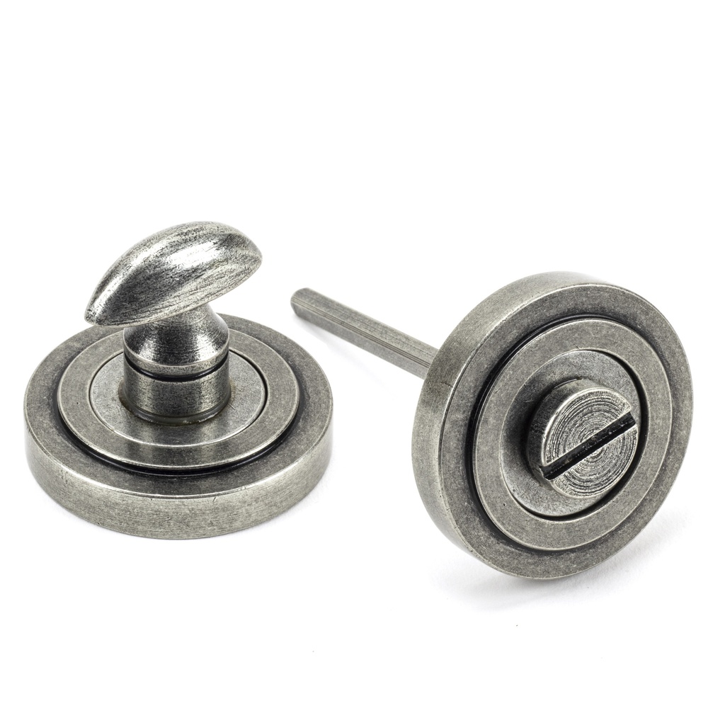 Pewter Round Thumbturn Set (Art Deco) - 45752