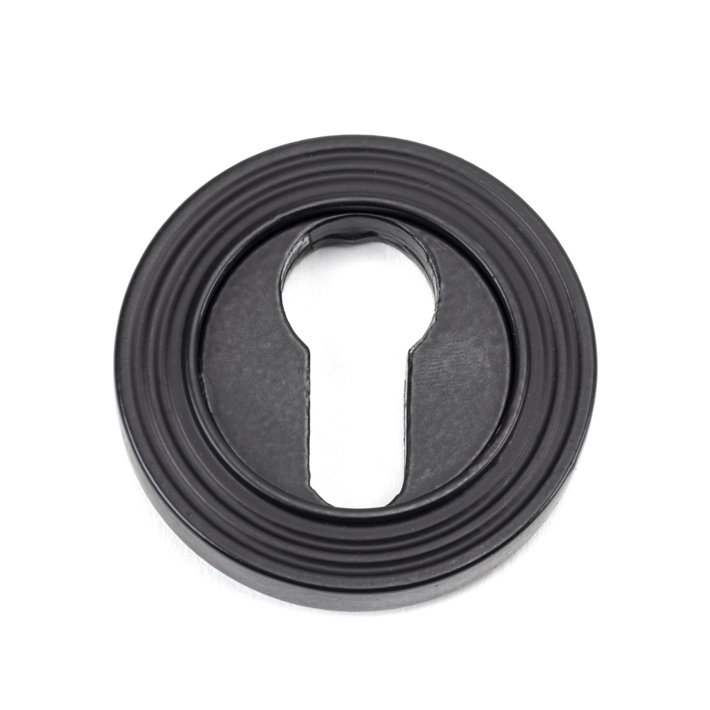 Matt Black Round Euro Escutcheon (Beehive) - 49542