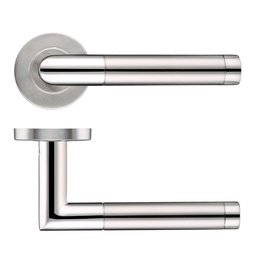 [ZCS2110SSPS] 19mm Mitred Dual Finish Lever - Push On Rose - 52mm Dia - Grade 201