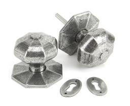 [33066] Pewter Large Octagonal Mortice/Rim Knob Set - 33066