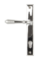 [33305] Polished Chrome Reeded Slimline Lever Espag. Lock Set - 33305