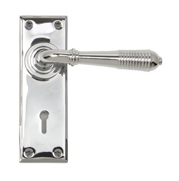 [33306] Polished Chrome Reeded Lever Lock Set - 33306