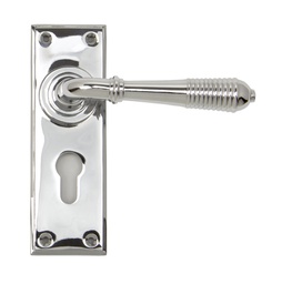 [33309] Polished Chrome Reeded Lever Euro Lock Set - 33309