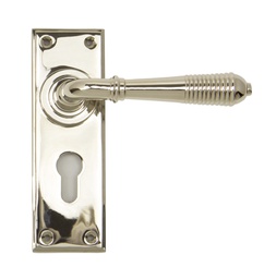 [33327] Polished Nickel Reeded Lever Euro Lock Set - 33327