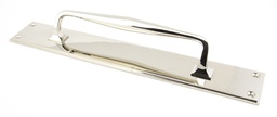 [45376] Polished Nickel 425mm Art Deco Pull Handle on Backplate - 45376