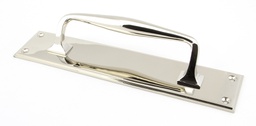 [45381] Polished Nickel 300mm Art Deco Pull Handle on Backplate - 45381