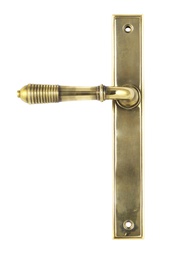 [45419] Aged Brass Reeded Slimline Lever Latch Set - 45419