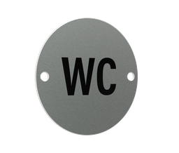 [E5005.700] WC Sign - 76mm diameter - Satin Stainless Steel