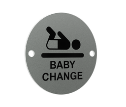[E5006.700] Baby Change Symbol - 76mm diameter - Satin Stainless Steel
