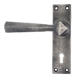[73112] Antique Pewter Straight Lever Lock Set - 73112