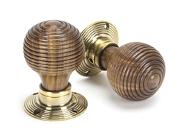 [83573] Rosewood & Aged Brass Beehive Mortice/Rim Knob Set - 83573