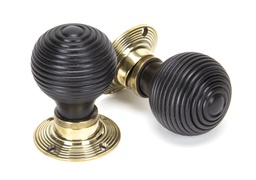 [83574] Ebony & Aged Brass Beehive Mortice/Rim Knob Set - 83574