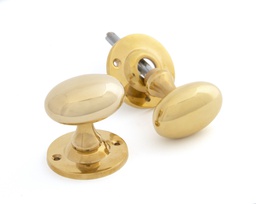 [83627] Polished Brass Oval Mortice/Rim Knob Set - 83627
