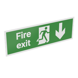 [E6000.470] Fire Exit Running Man Arrow Down Sign