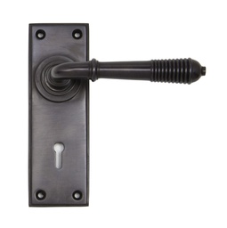 [83953] Aged Bronze Reeded Lever Lock Set - 83953