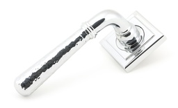 [50044] Polished Chrome Hammered Newbury Lever on Rose Set (Square) - Unsprung - 50044